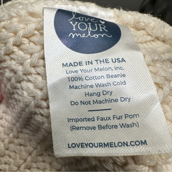 Love Your Melon cream knitted beanie 100% cotton - Picture 6 of 6